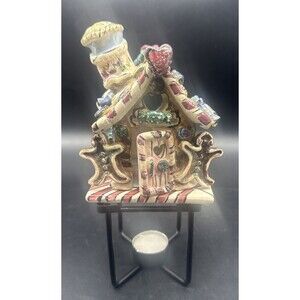 Blue Sky Clayworks GINGERBREAD House Tea Light Holder & Stand Heather Goldminc